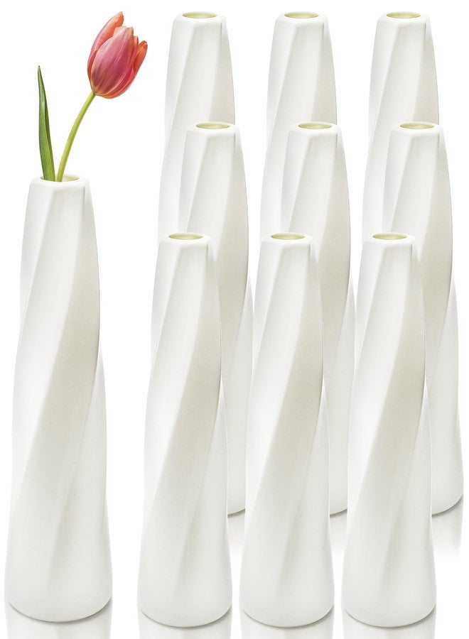 ELFULLY 10 Pack White Flower Vases Bulk, 8" Modern Style Vases, Composite Plastic Unbreakable Bud Vase, Tall Conic Floral Vase for Centerpieces Bouquet Home Decor Wedding Party Dinner Table - Image 1